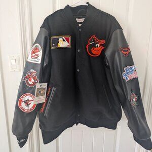 NWT Baltimore Orioles Mitchell & Ness Blackout Collection Full-Snap Jacket